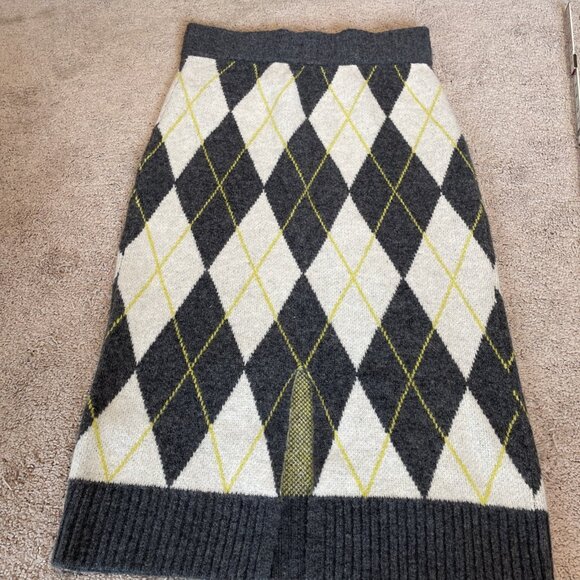 PRINGLE of Scotland x H&M Women's Argyle Midi Skirt Size L Gray Knit Preppy - Picture 3 of 10